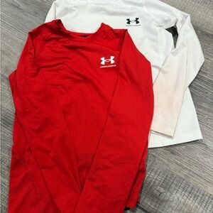 Under Armour Kids Compression Red and White Long Sleeve Tops